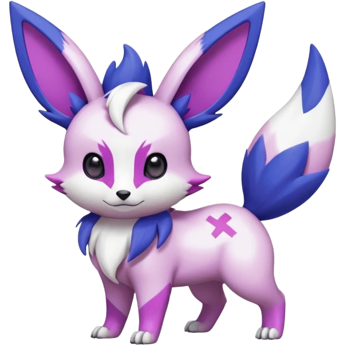 Shiny White with Violet and Indigo and pink markings Eevee-Liepard-Zangoose-Pokémon-Digimon-Fakémon-fusion-hybrid-creature emoji
