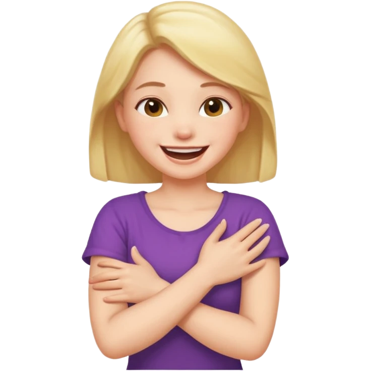 arms crossed holding neck laughing girl emoji