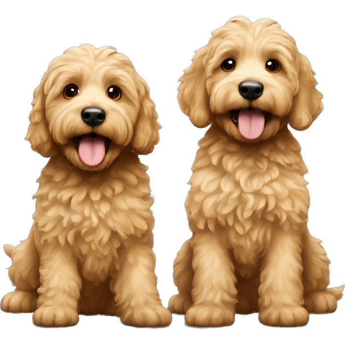 two golden labradoodles playing emoji