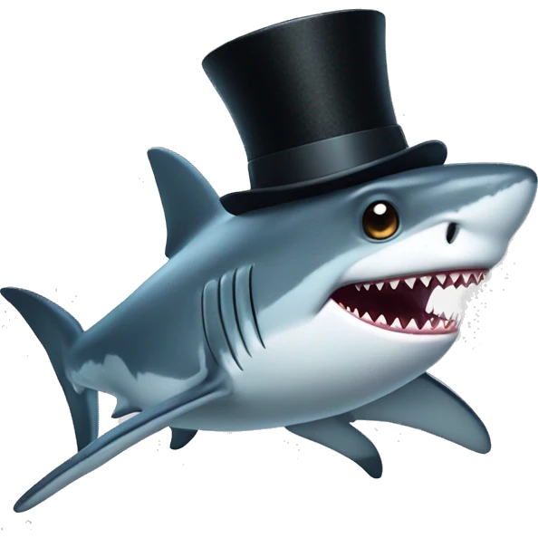 Shark with a top hat emoji