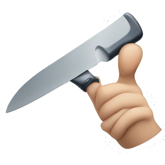  a hand holding a plastic knife emoji