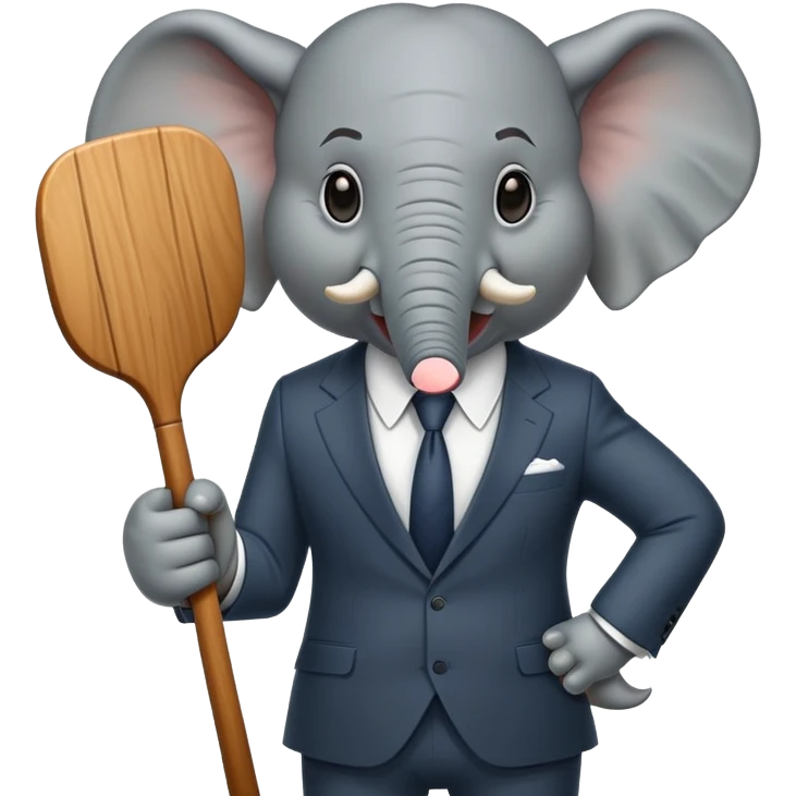 gangster elephant in suit with threatening paddle emoji