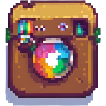 Instagram logo, pixel art style emoji