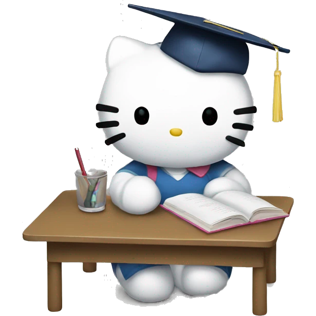 hello kitty studying emoji