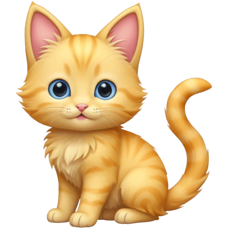 A cute cartoon yellow kitten sitting and wagging its tail. emoji