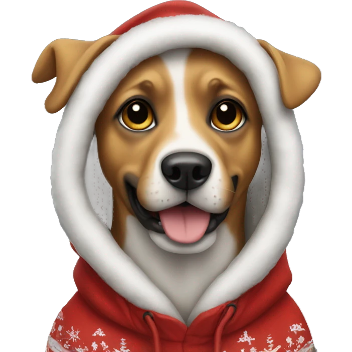 Dog in christmas hoodie emoji