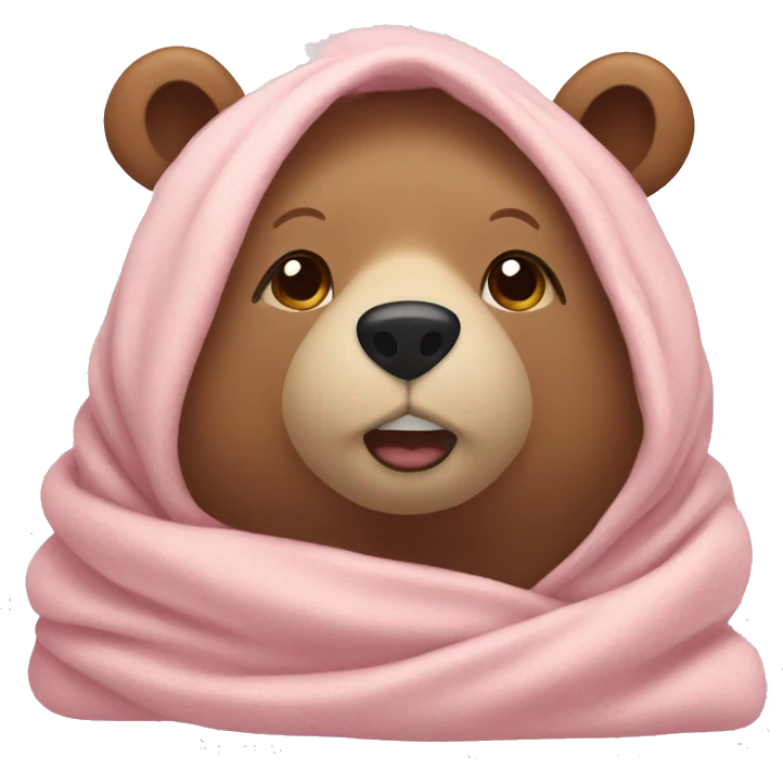 bear cozy in a light pink blanket emoji