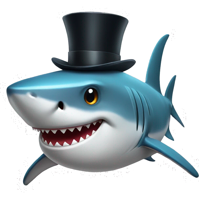 Shark with a top hat emoji