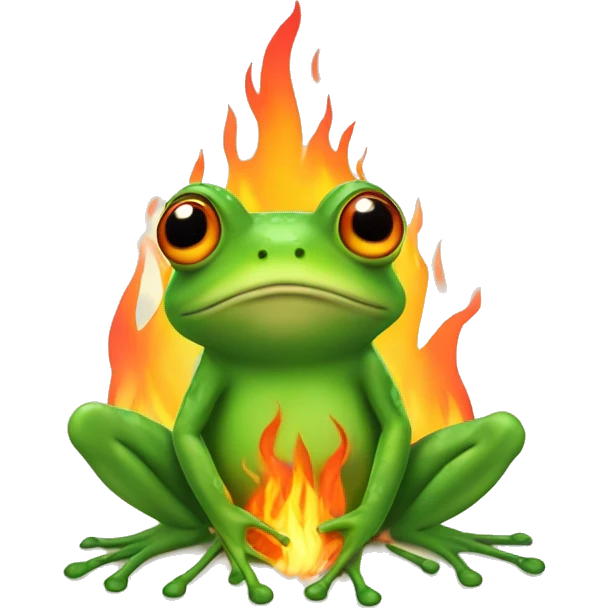 Frog surrounded by fire emoji