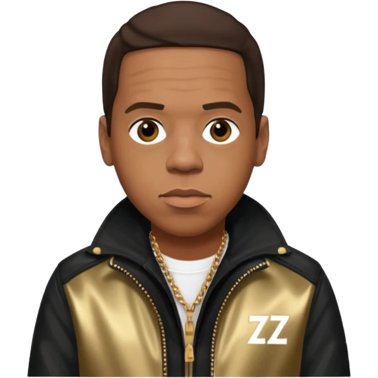 Jay-Z with dark brown hair, metallic black jacket emoji
