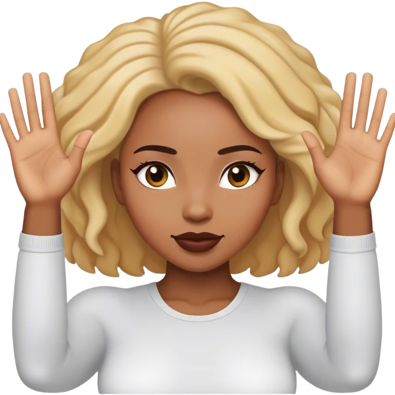 Light black women hands up emoji