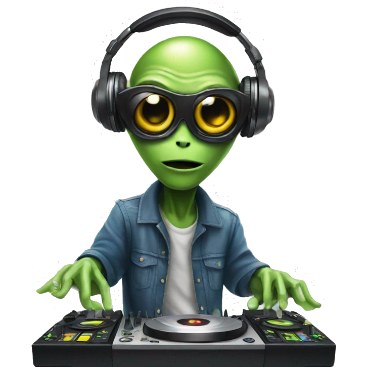 alien playing dj emoji