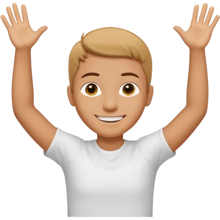 Una persona con los brazos estirados perpendicularmente hacia ambos lados con una camiseta blanca  emoji