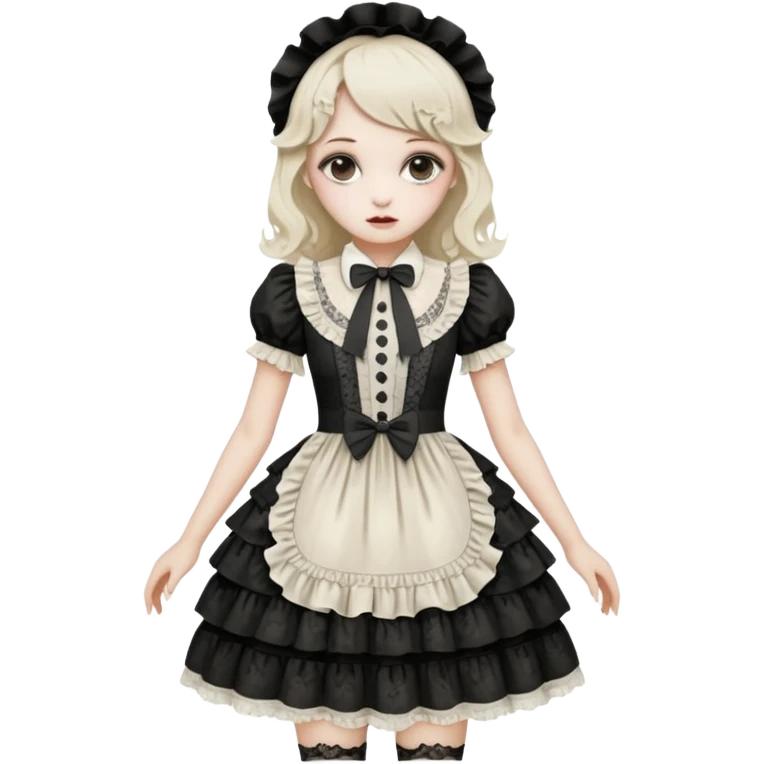 Lolita dress, white and creepy emoji