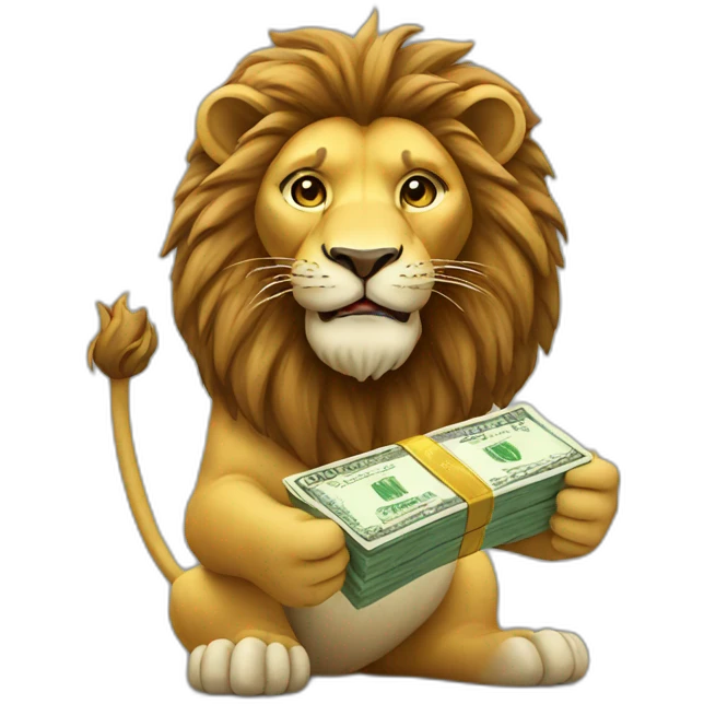 Lion holding money emoji