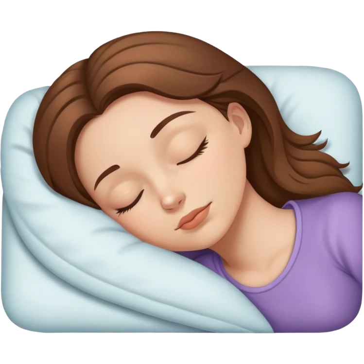 White girl brown hair sleeping with brown mitty emoji