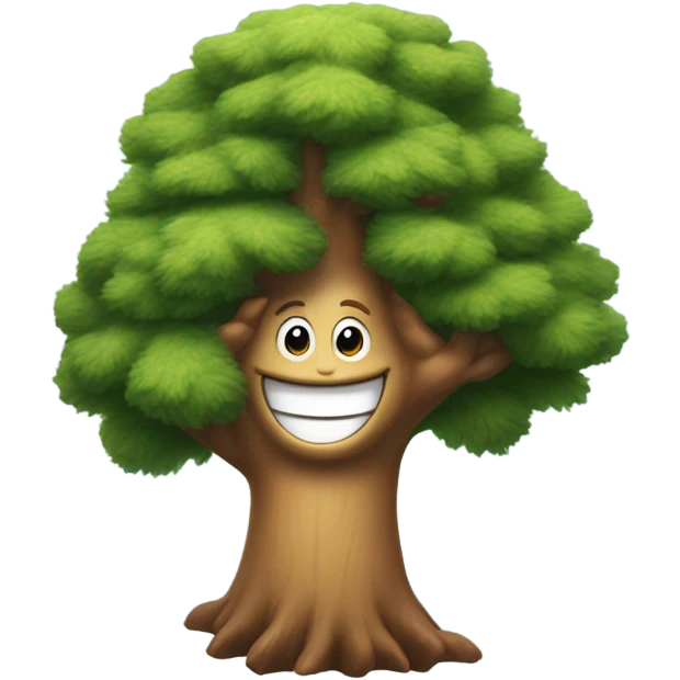Smiling face hugging pine tree emoji