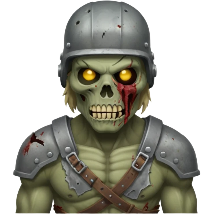 armoured zombie with hair emoji