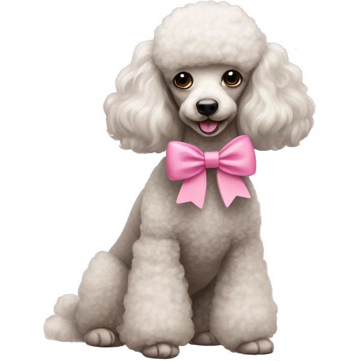 Poodle wearing a pink bow emoji