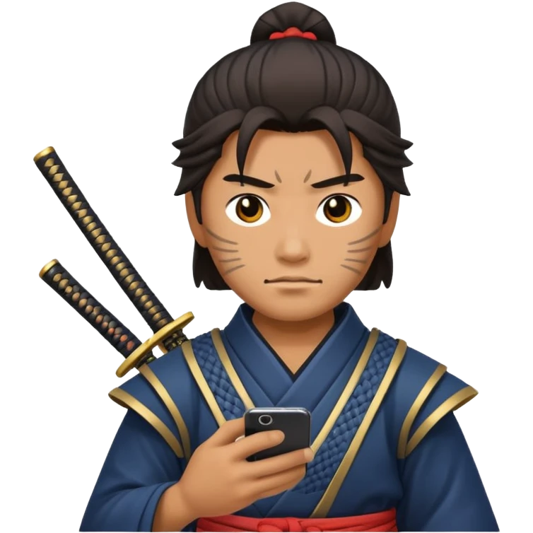 Samurai with Smartphone. emoji
