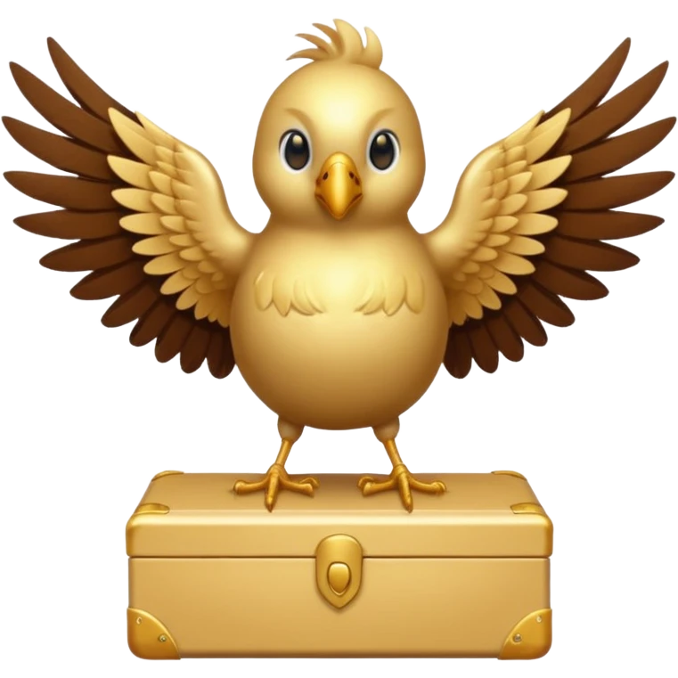 golden bird on top, cream-colored on the chest emoji