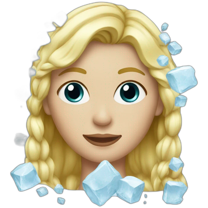 A blond women made of ice emoji