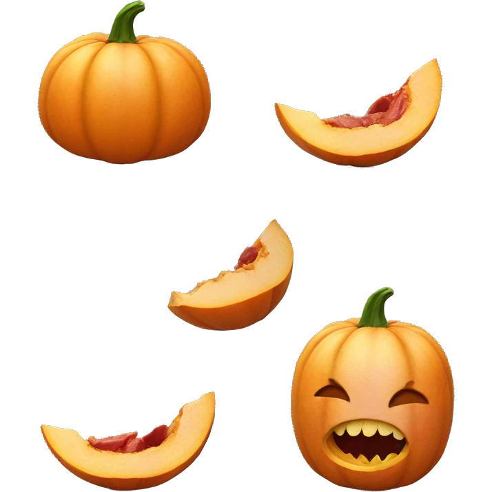 pumpkin eating a peach with its meat out  emoji