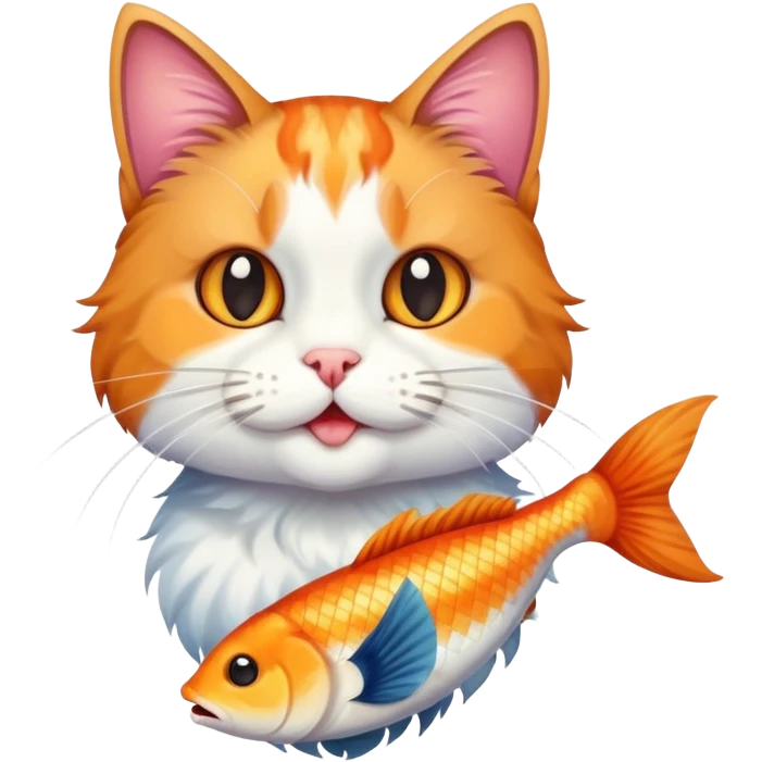 Cat with the fish tale inside his mouth emoji