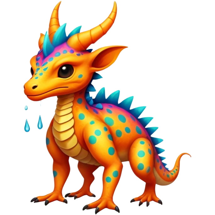 a vibrant colorful edgy vernid-fionbri-creature with splashed scale patterns full body emoji