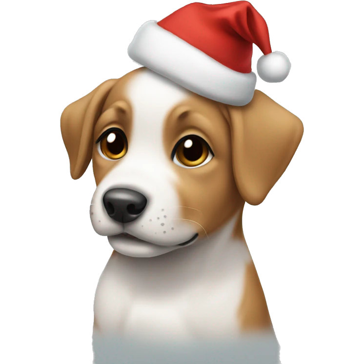 puppy with a christmas hat emoji