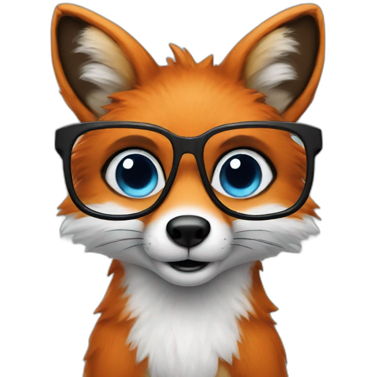 Fox with blue eyes in glasses and bug emoji