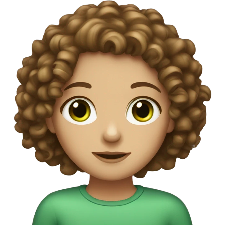 Curly brown haired girl with green eyes emoji