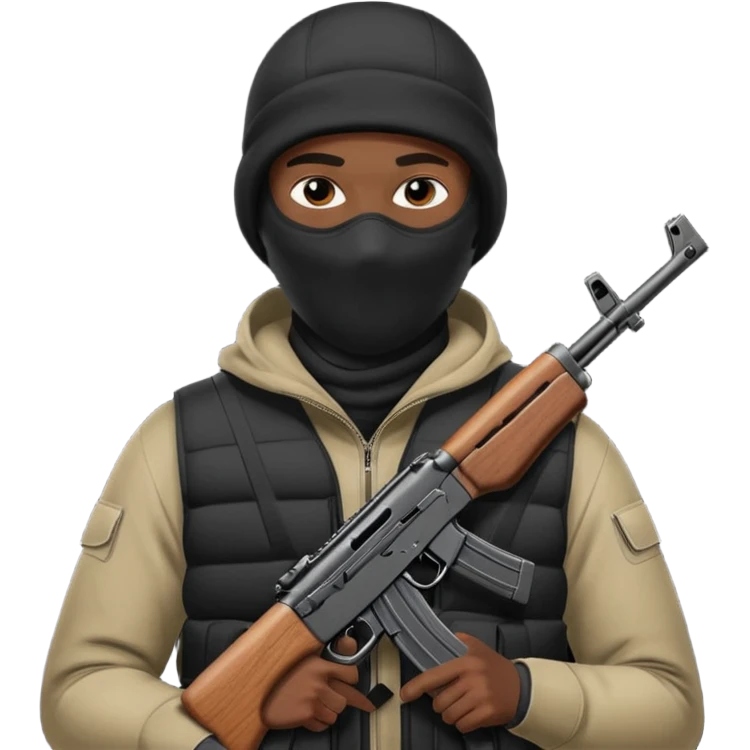 Nike ski mask black man with AK-47 emoji