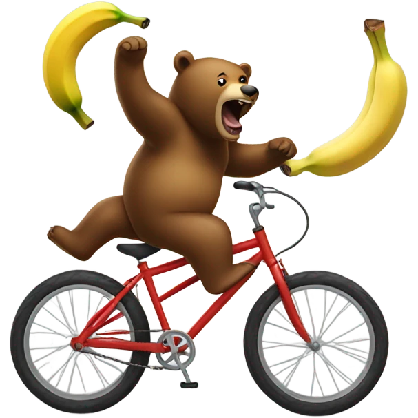 A bear on a bike falling Because of a banana emoji