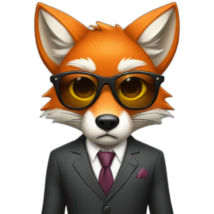 angry Fox in a suit with sunglasses emoji