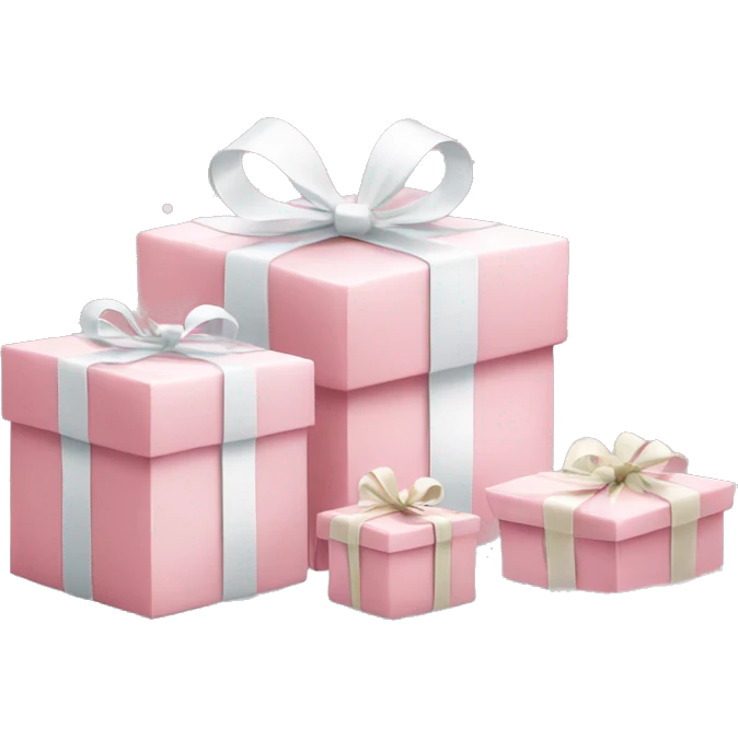 Light pink Christmas gifts under a white Christmas tree  emoji