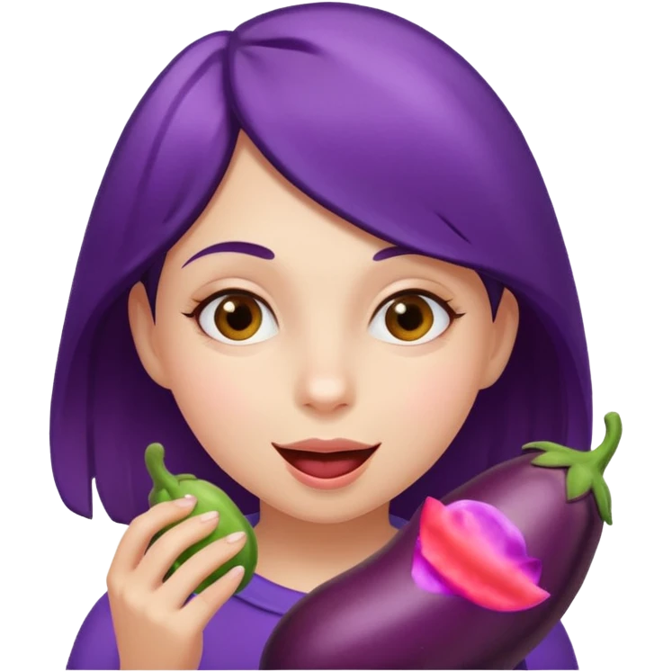 Girl eating eggplant emoji