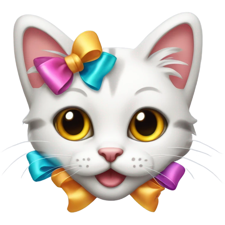 coquette cute cat with bows emoji
