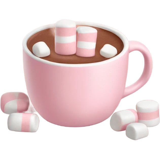 Light Pink mug of hot chocolate with marshmallows  emoji