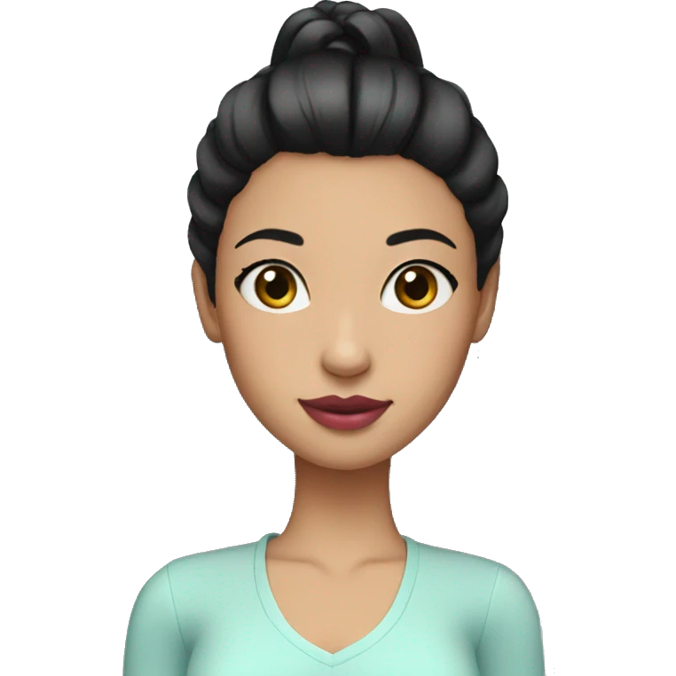 fair girl with ponytail black hair, and pink lips emoji