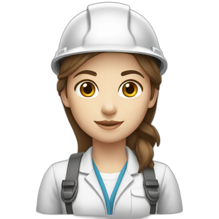 girl engineer white skin no glass brown hair emoji