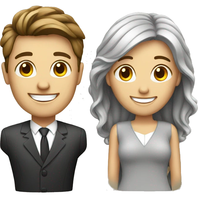 happy young managers man and woman  emoji