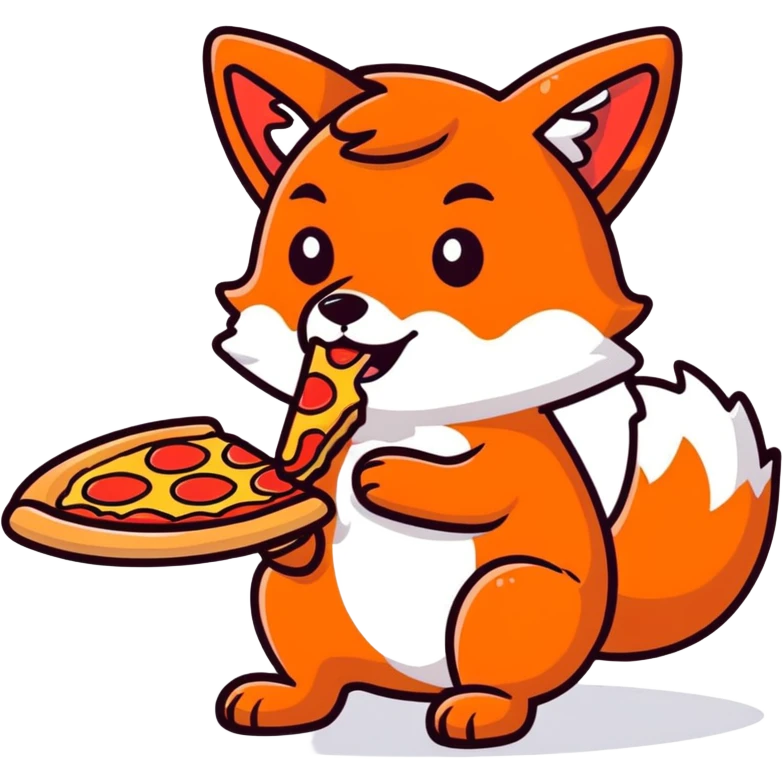 Red fox eating pizza emoji