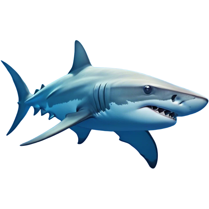 Cinematic Noble Hammerhead Shark Portrait Emoji, Poised and regal, with a broad, flattened hammer-shaped head, wide-set eyes, and a streamlined, powerful body gliding through deep blue waters, Simplified yet sharp and sophisticated features, highly detailed, glowing with a cool, oceanic luminescence, high shine, intelligent and commanding, stylized with an air of marine authority, focused and vigilant, soft glowing outline, capturing the essence of a watchful and confident predator that appears ready to glide out of the screen with effortless power! emoji