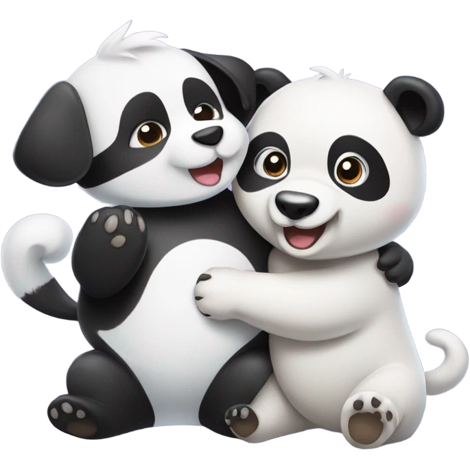 Dog and panda becoming friends  emoji