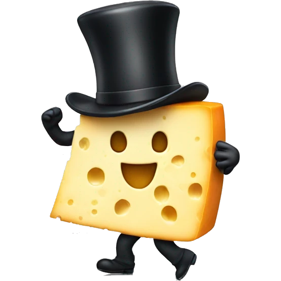 Cheese with top hat dancing emoji
