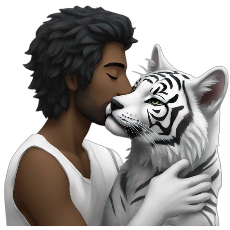 Black wolf kiss white tiger emoji