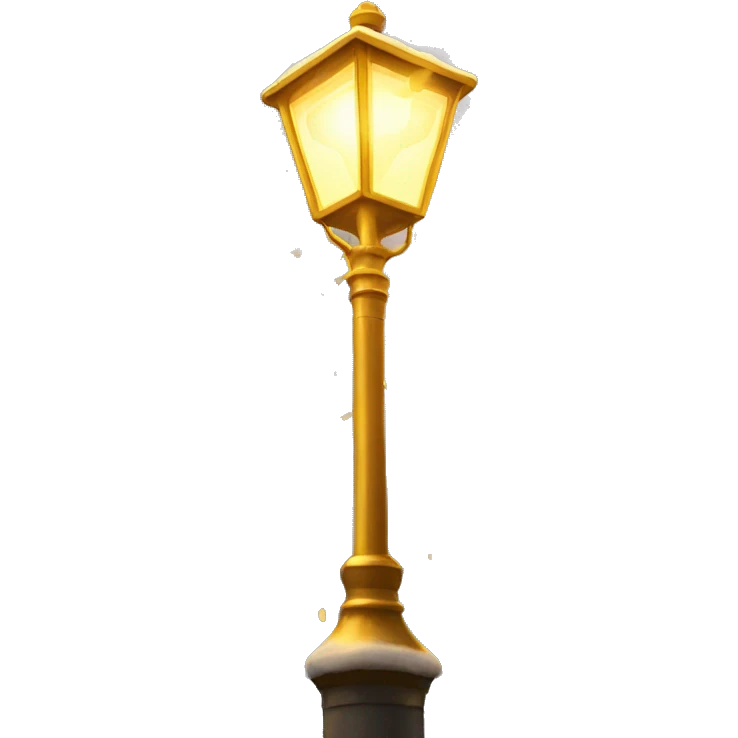snow falling under the golden light of a lamppost  emoji