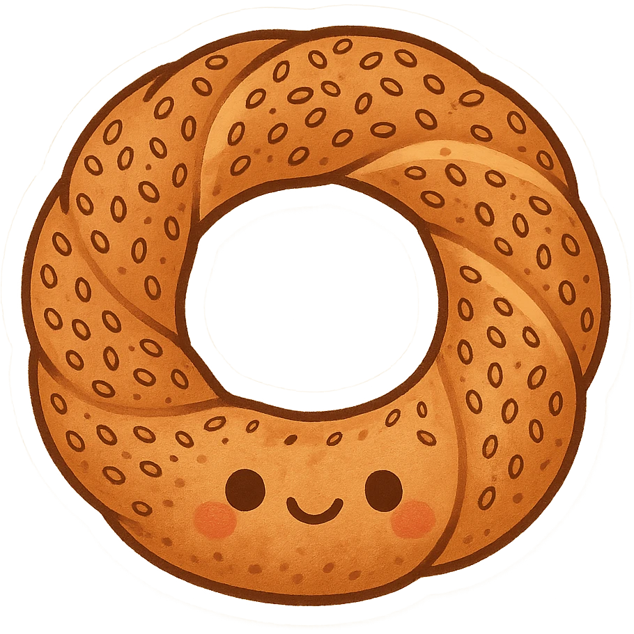 a simit, the Turkish sesame bagel, fun and appealing style emoji