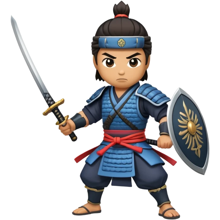 fierce samurai wielding sword in battle stance emoji